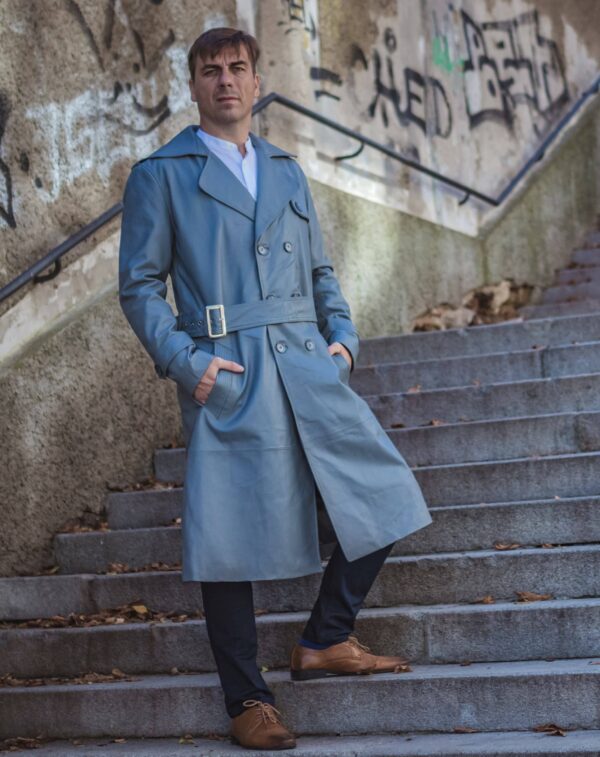 Dvouřadý kožený kabát