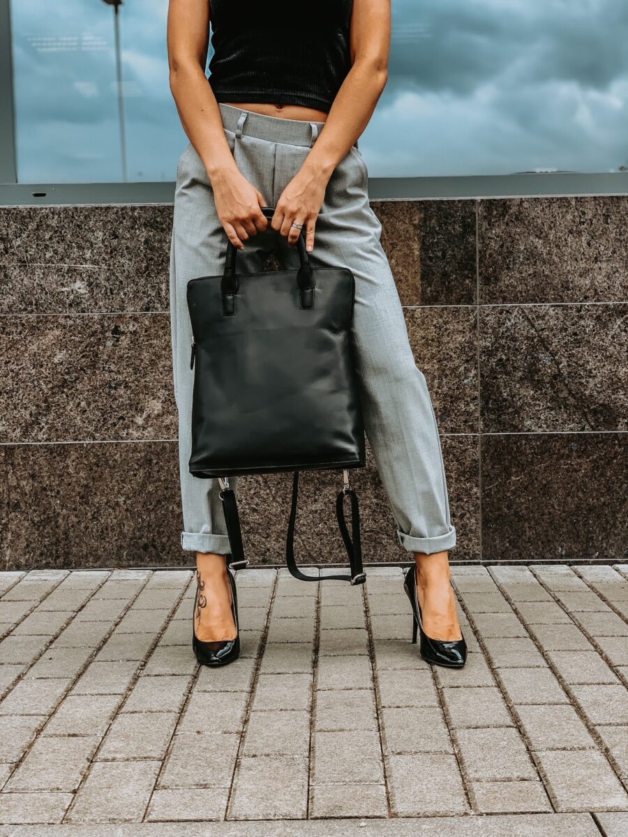 Venice Backpack - Kožená kabelka - batůžek černá - Obrázek 4