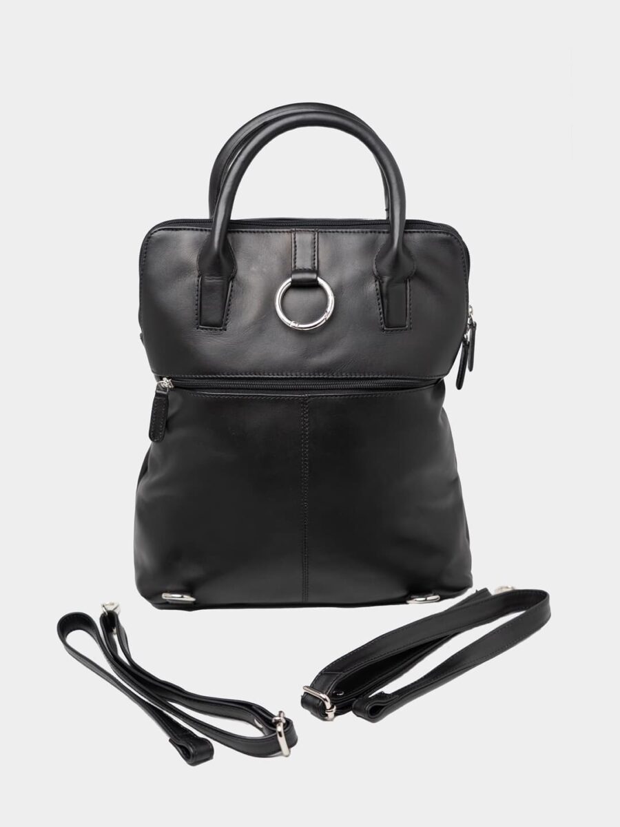 Venice Backpack - Kožená kabelka - batůžek černá - Obrázek 6