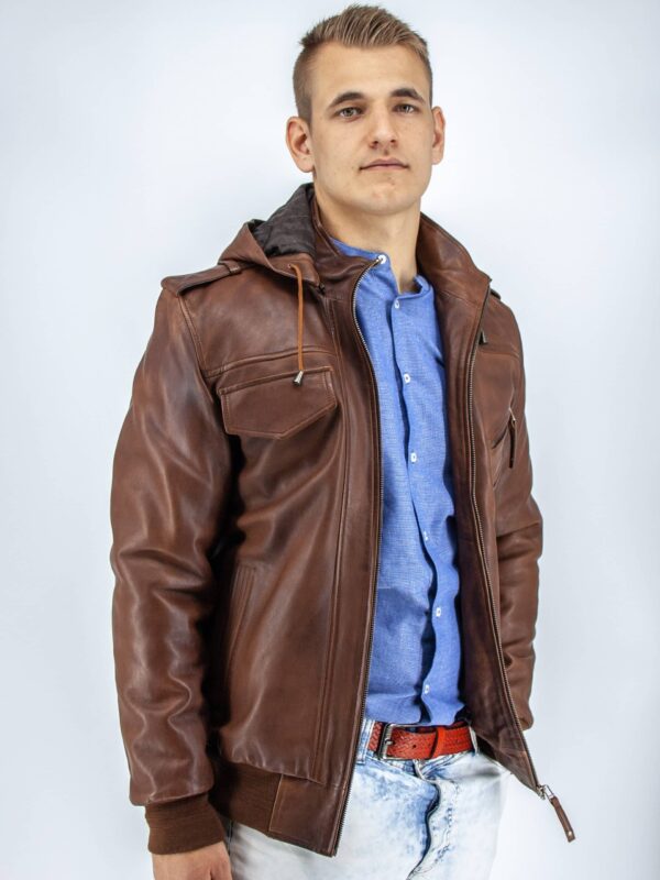 Kožená bunda hnědá