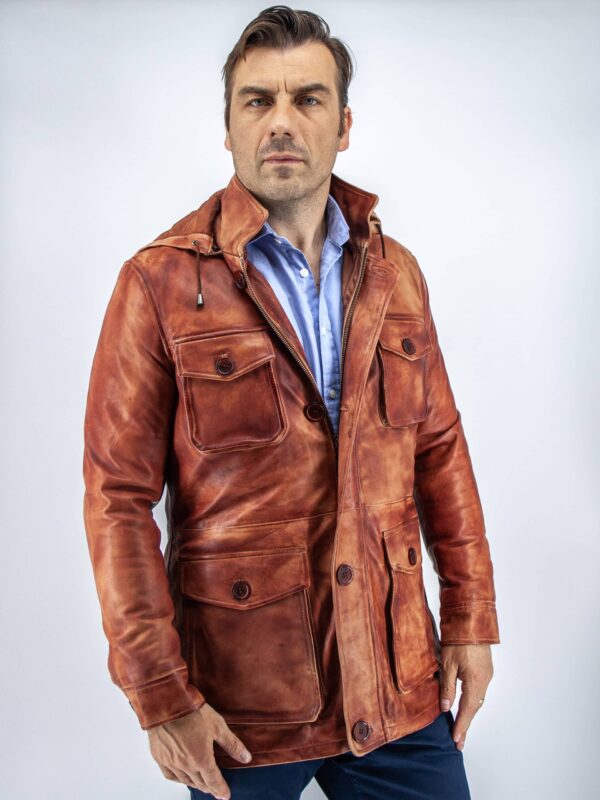 pánská kožená bunda kapsy parka dilnastore