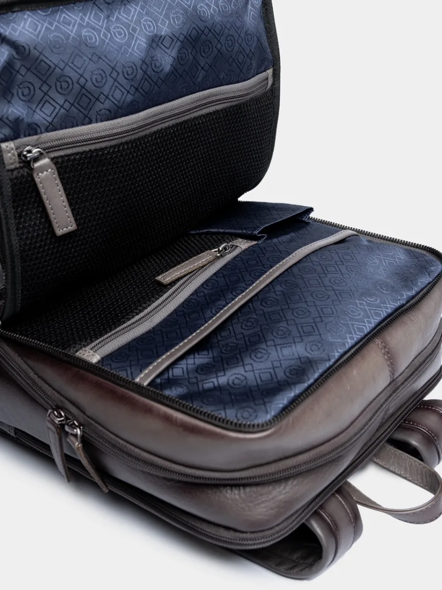 Wallstreet Jacob Backpack grey - Kožený business batoh šedý - Obrázek 6