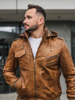 pánský kožený bomber parker