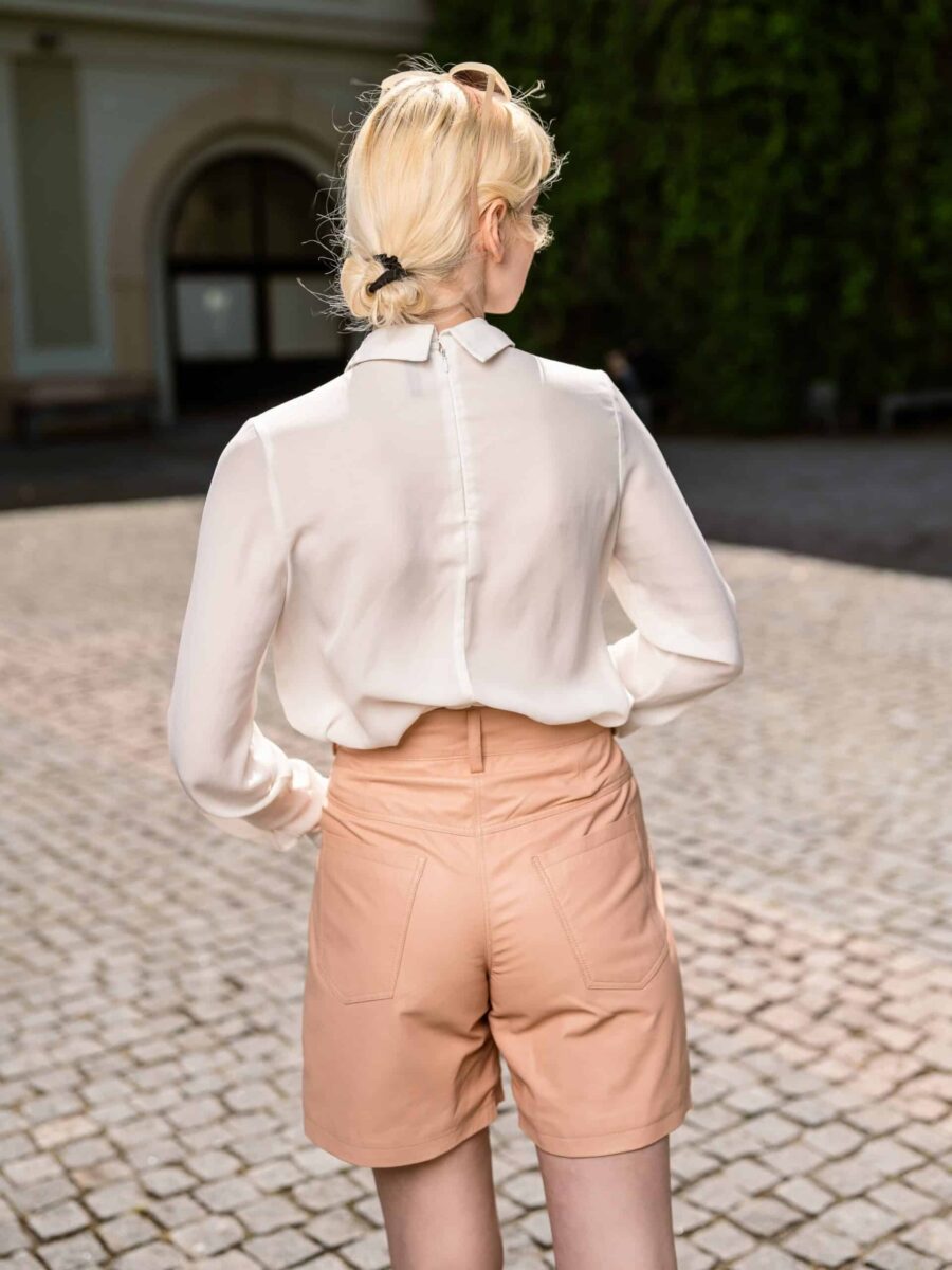 Leila Royal Beige - Kožené Krraťasy Béžové - Obrázek 3