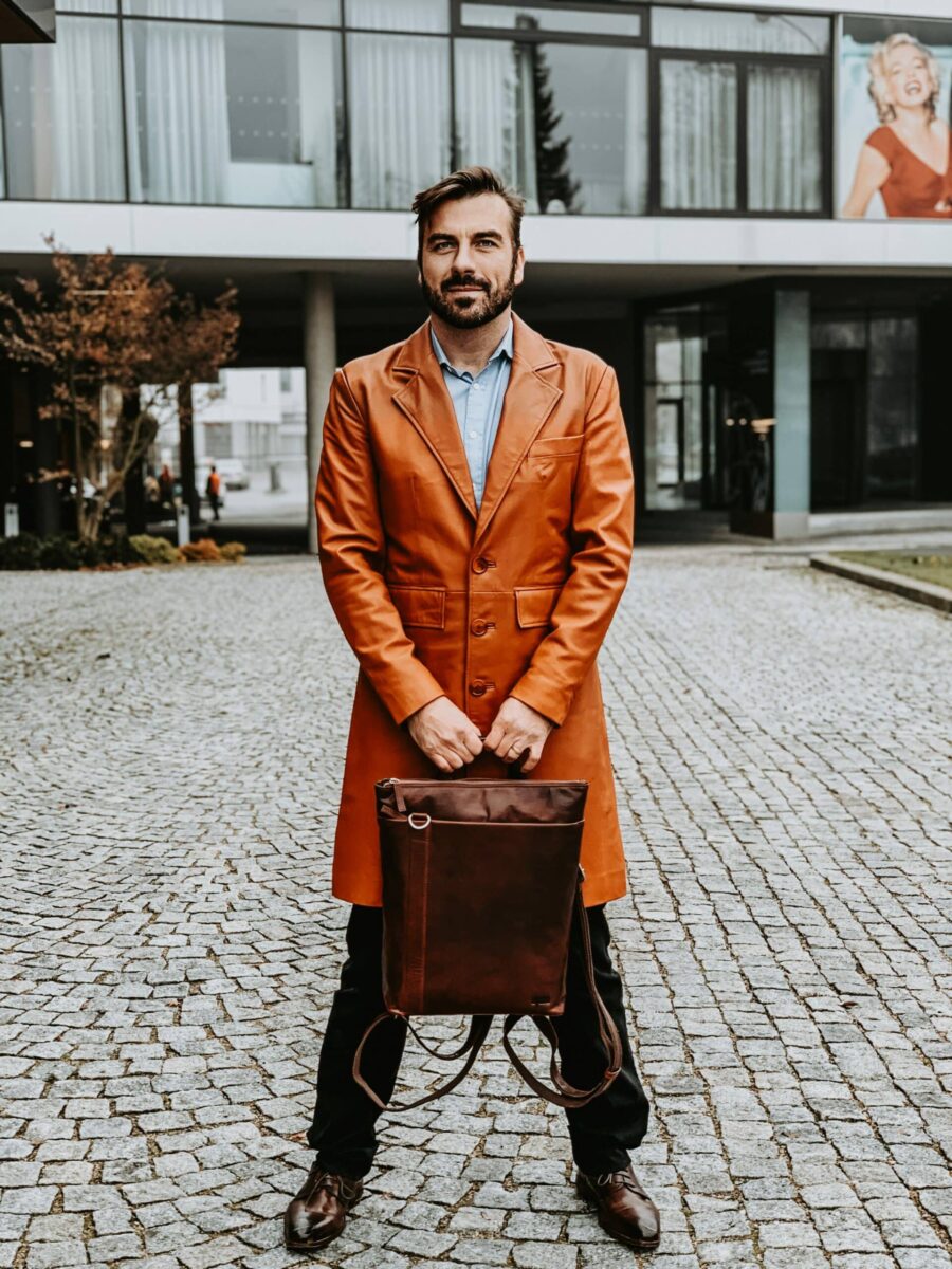 Neo Tan - Pánský kožený kabát - Obrázek 2