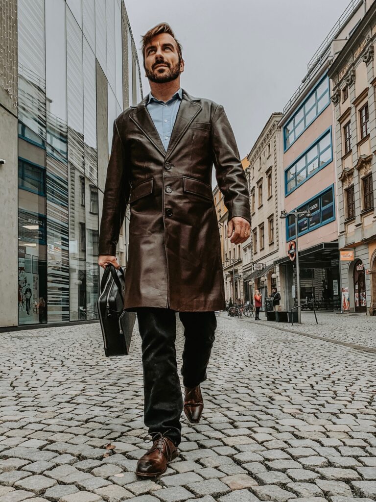 Pánský kožený kabát