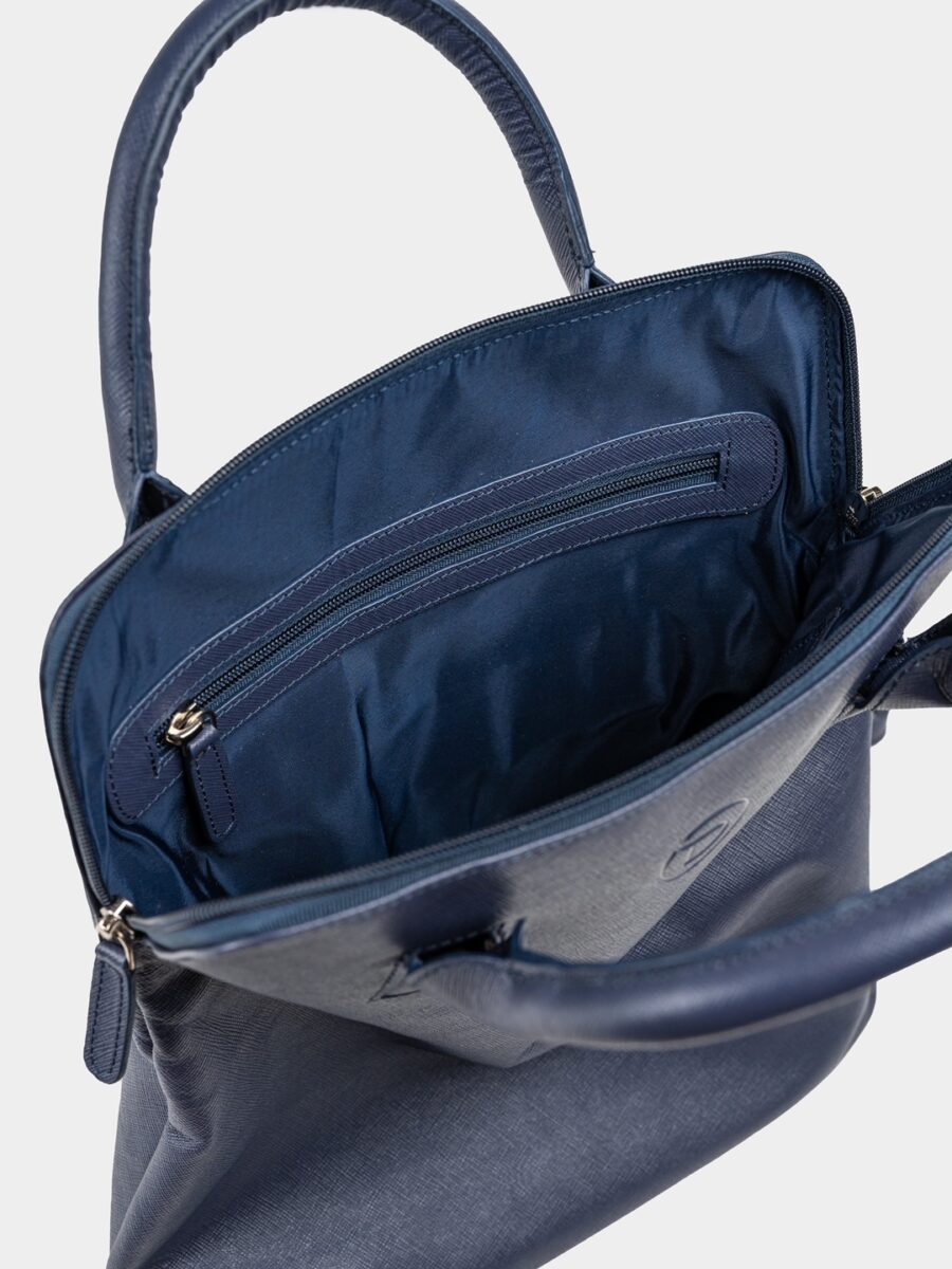 Venice Backpack Safiano Blue - Dámský kožený batůžek modrý - Obrázek 3