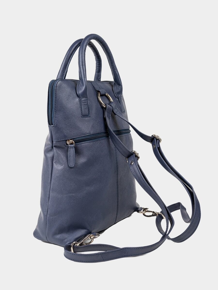 Venice Backpack Safiano Blue - Dámský kožený batůžek modrý - Obrázek 6