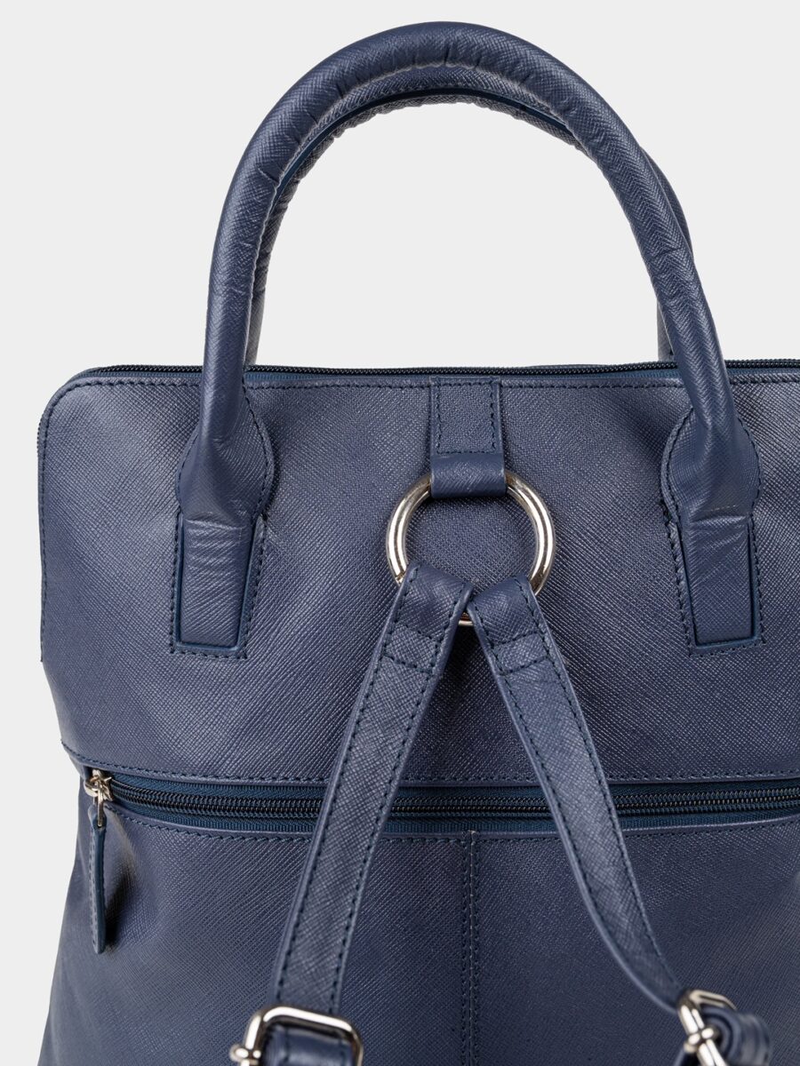 Venice Backpack Safiano Blue - Dámský kožený batůžek modrý - Obrázek 10