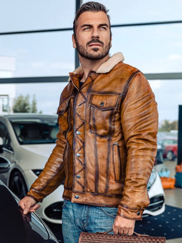 Pánská zateplená kožená bunda