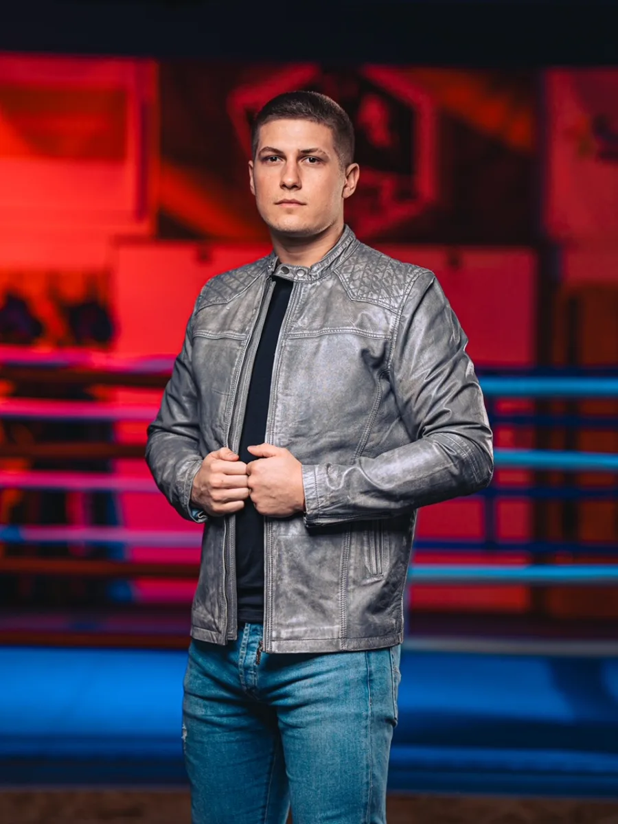 Aaron GREY 2.0 - Pánská kožená bunda šedá - Obrázek 6