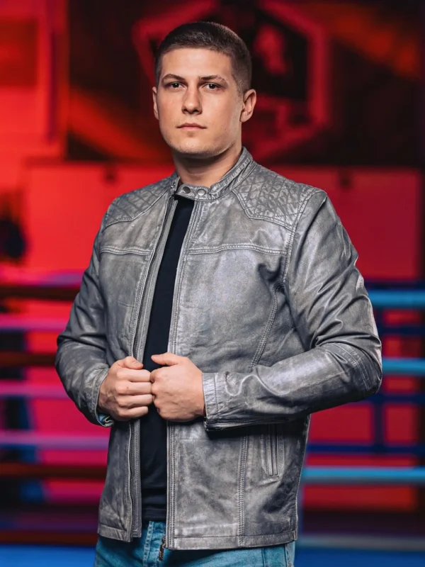 pánská kožená bunda šedá