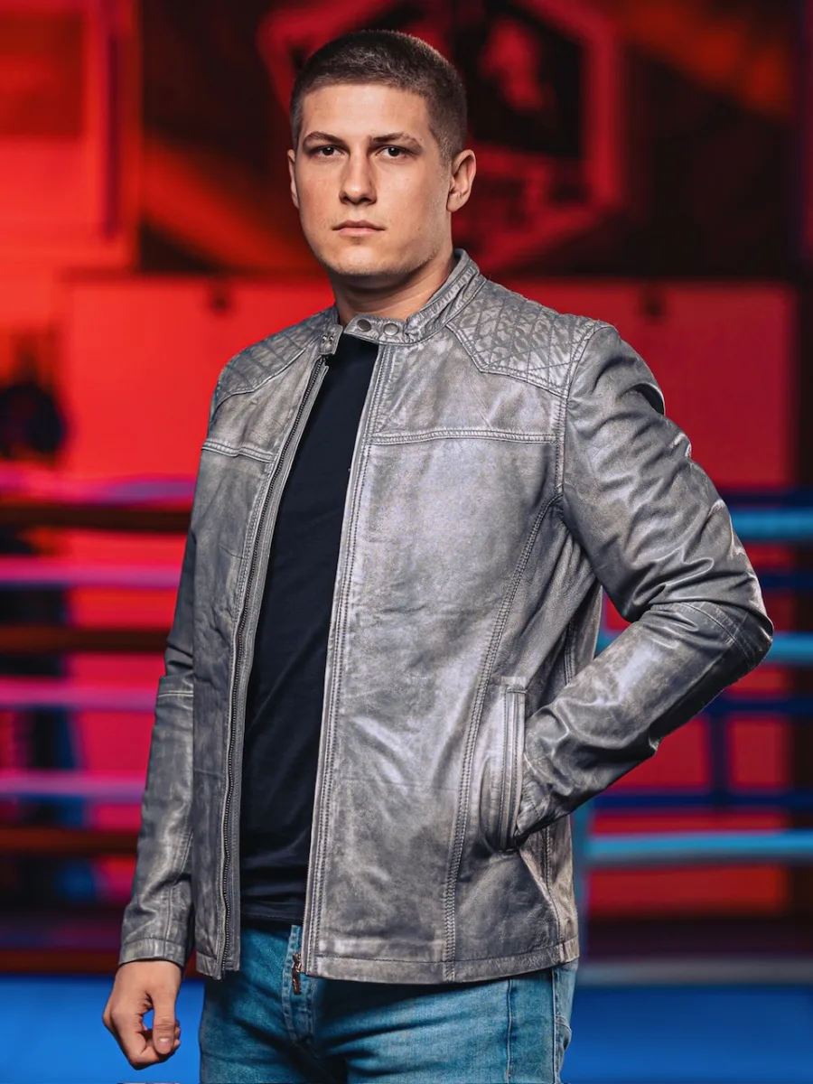 Aaron GREY 2.0 - Pánská kožená bunda šedá - Obrázek 9
