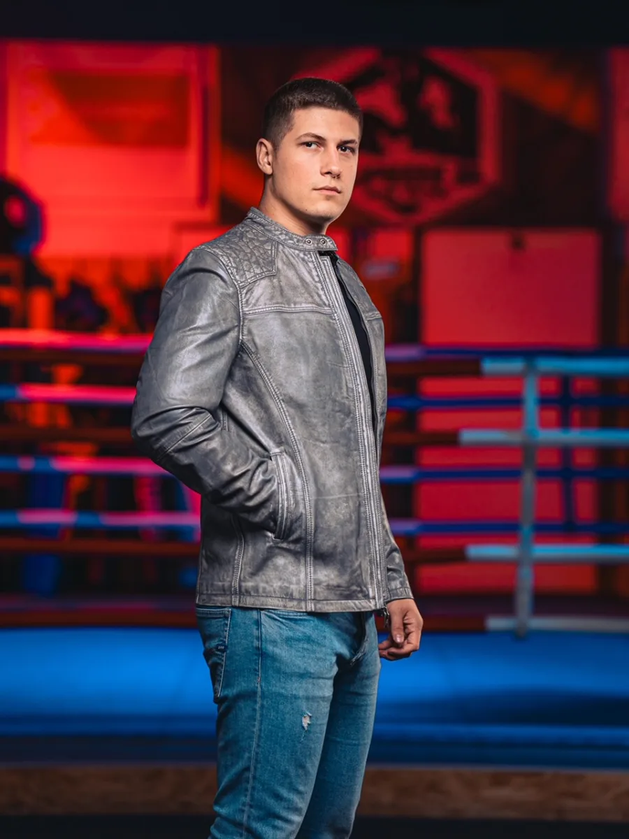 Aaron GREY 2.0 - Pánská kožená bunda šedá - Obrázek 14