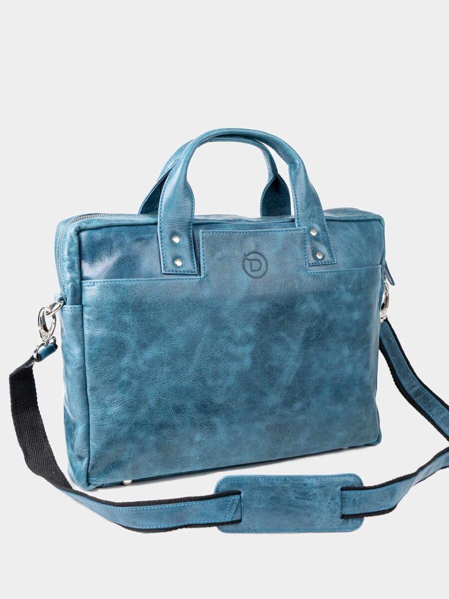 Maverick 2.0 Laptop Bag - Kožená bussines taška modrá - Obrázek 9