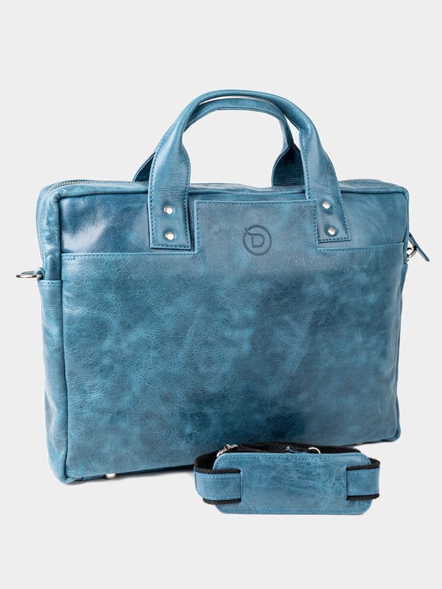 Maverick 2.0 Laptop Bag - Kožená bussines taška modrá - Obrázek 11