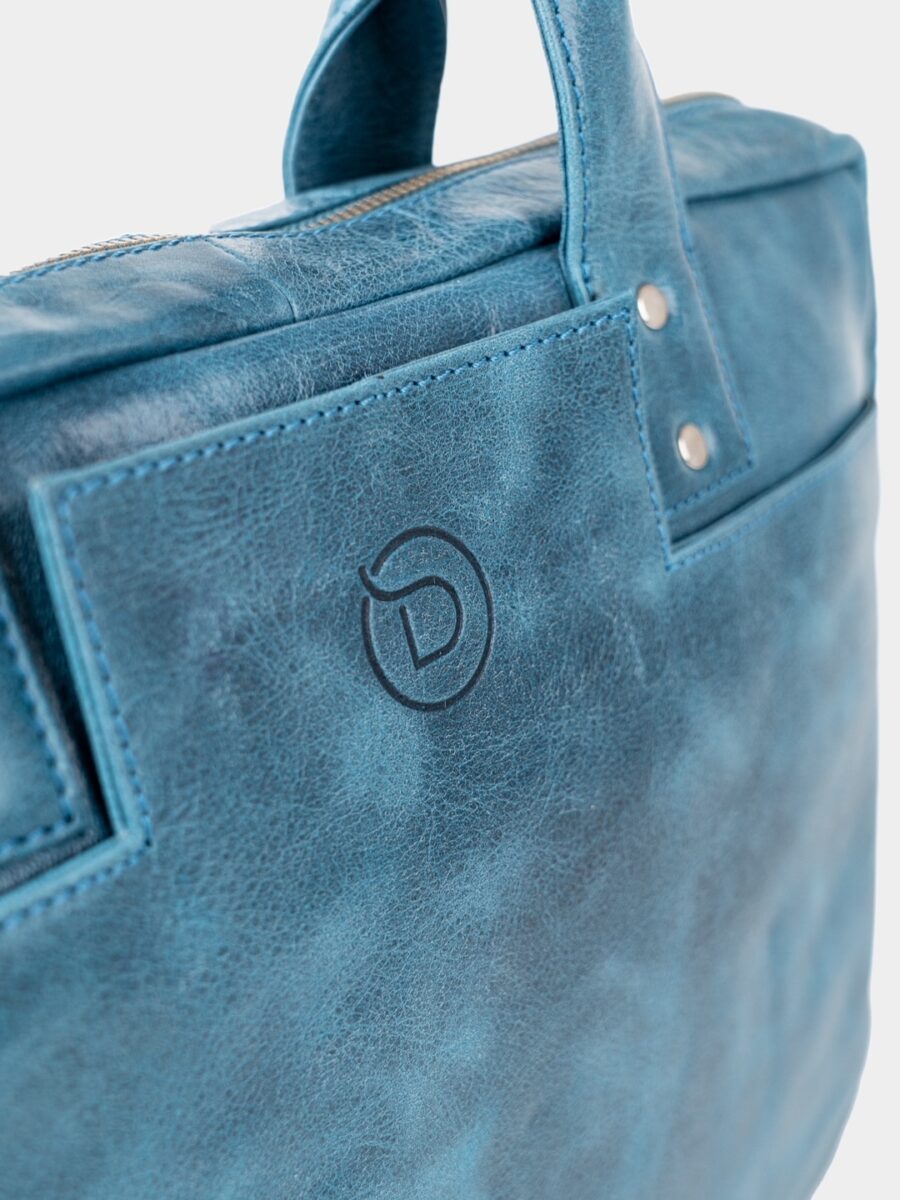 Maverick 2.0 Laptop Bag - Kožená bussines taška modrá - Obrázek 2