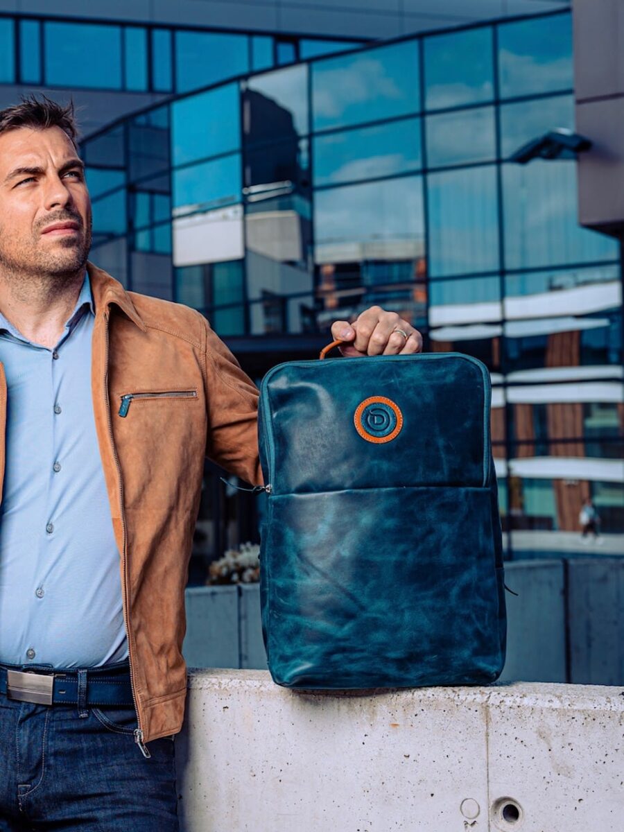 Backpack Praga Grand 1918 blue - Kožený batoh modrý - Obrázek 3
