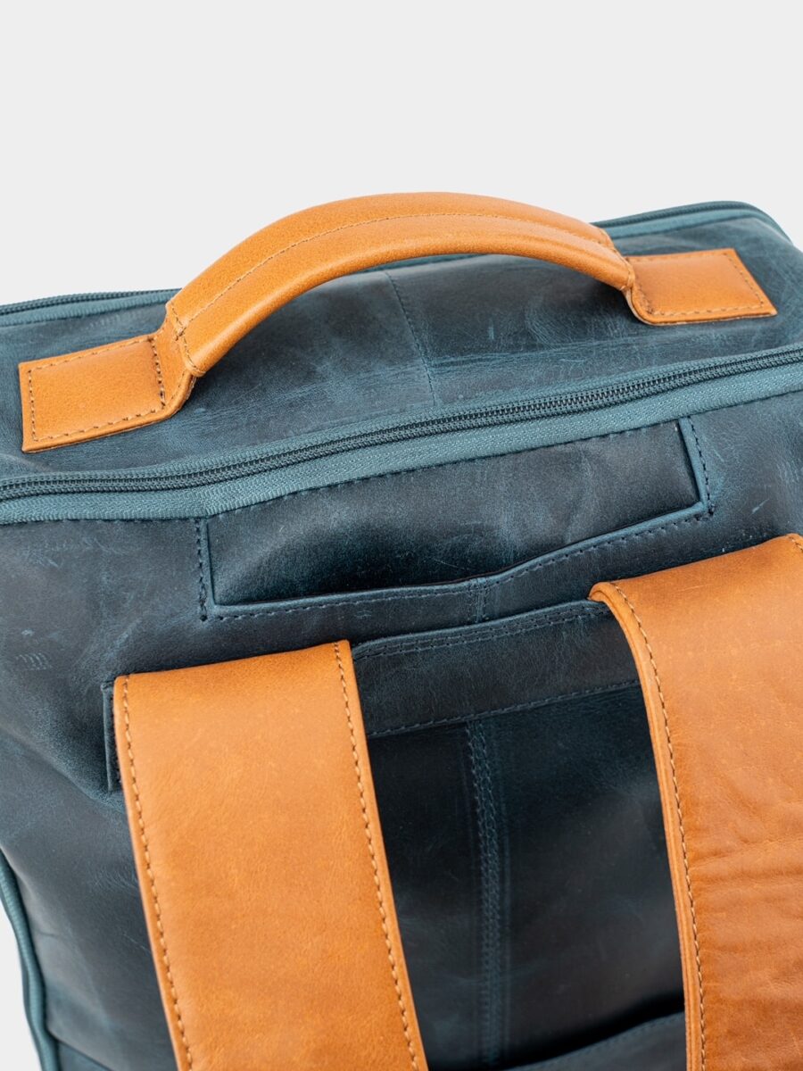Backpack Praga Grand 1918 blue - Kožený batoh modrý - Obrázek 5