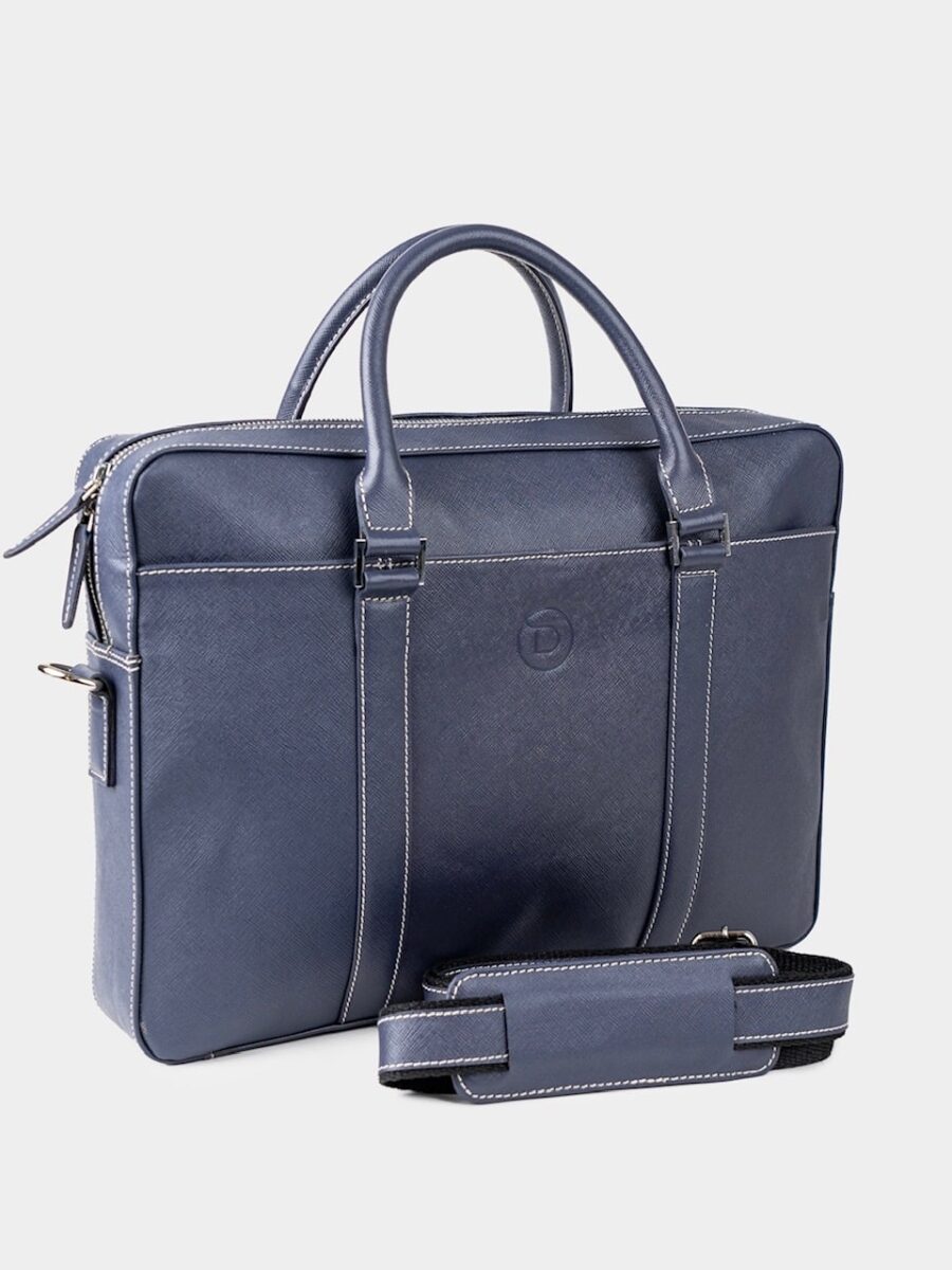 London Bag Premium 2.0 - Kožená business taška modrá safiano - Obrázek 4