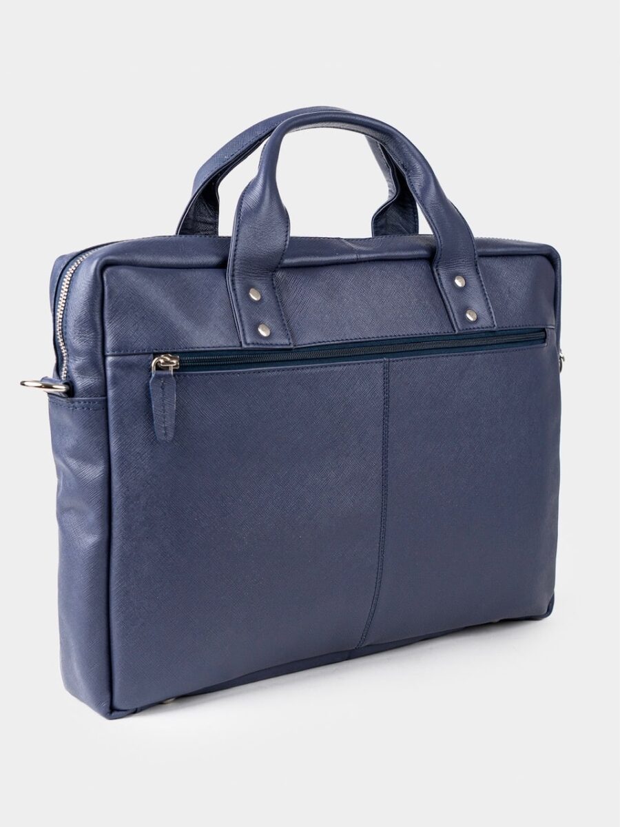 Maverick 2.0 Laptop Bag - Pánská kožená business taška modrá safiano - Obrázek 5
