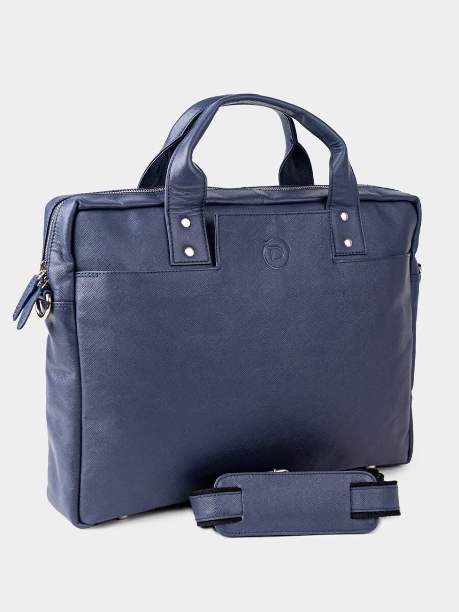 Maverick 2.0 Laptop Bag - Pánská kožená business taška modrá safiano - Obrázek 6