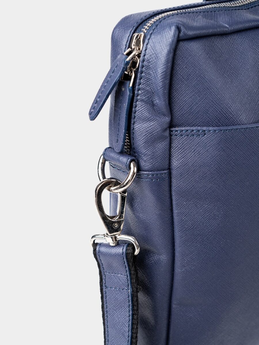 Maverick 2.0 Laptop Bag - Pánská kožená business taška modrá safiano - Obrázek 7