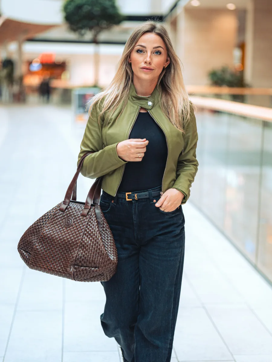 Amelie Green – Dámská kožená bunda zelená - Obrázek 2