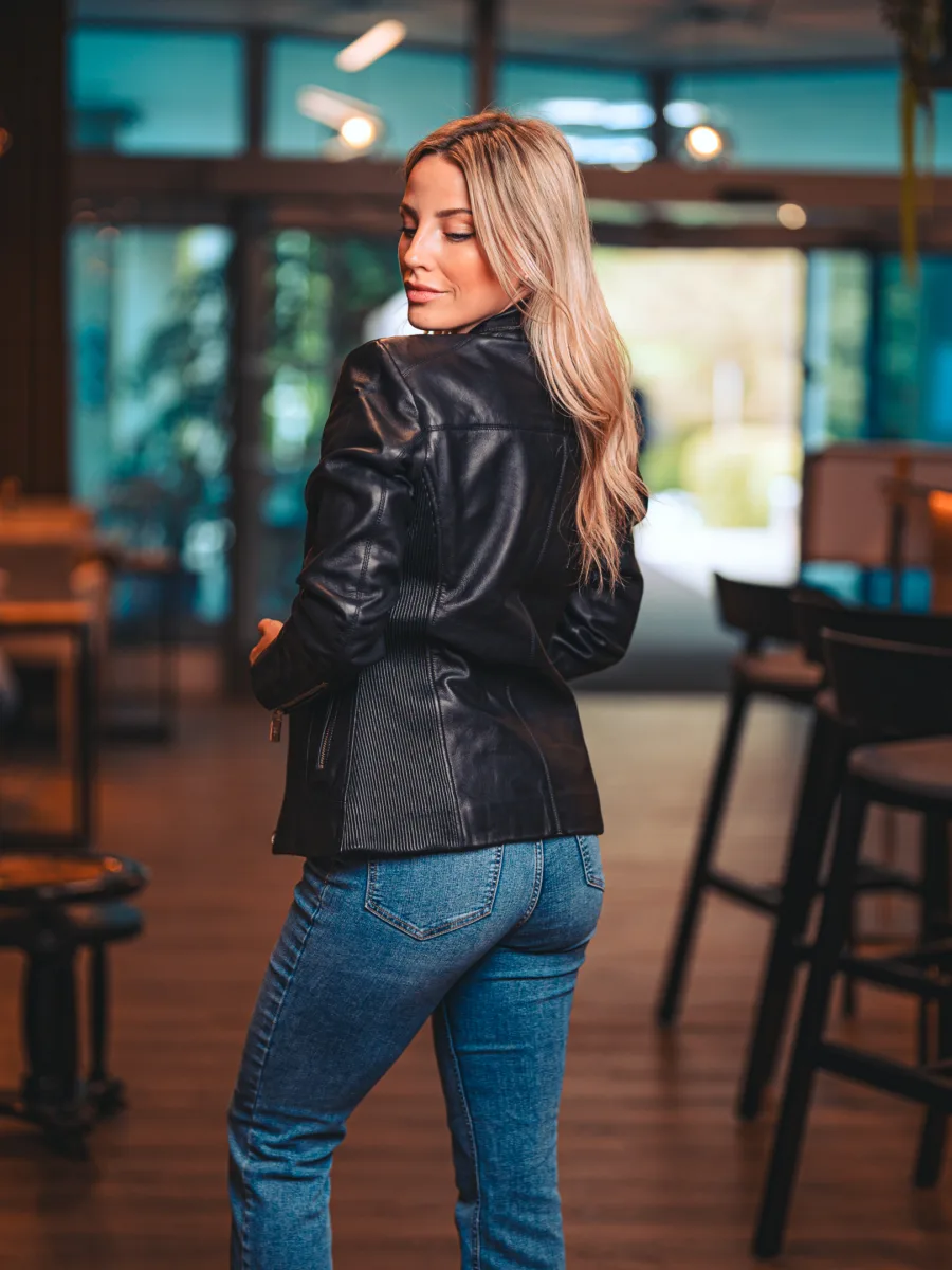 Becca Flexi Black – Dámská kožená bunda černá - Obrázek 2
