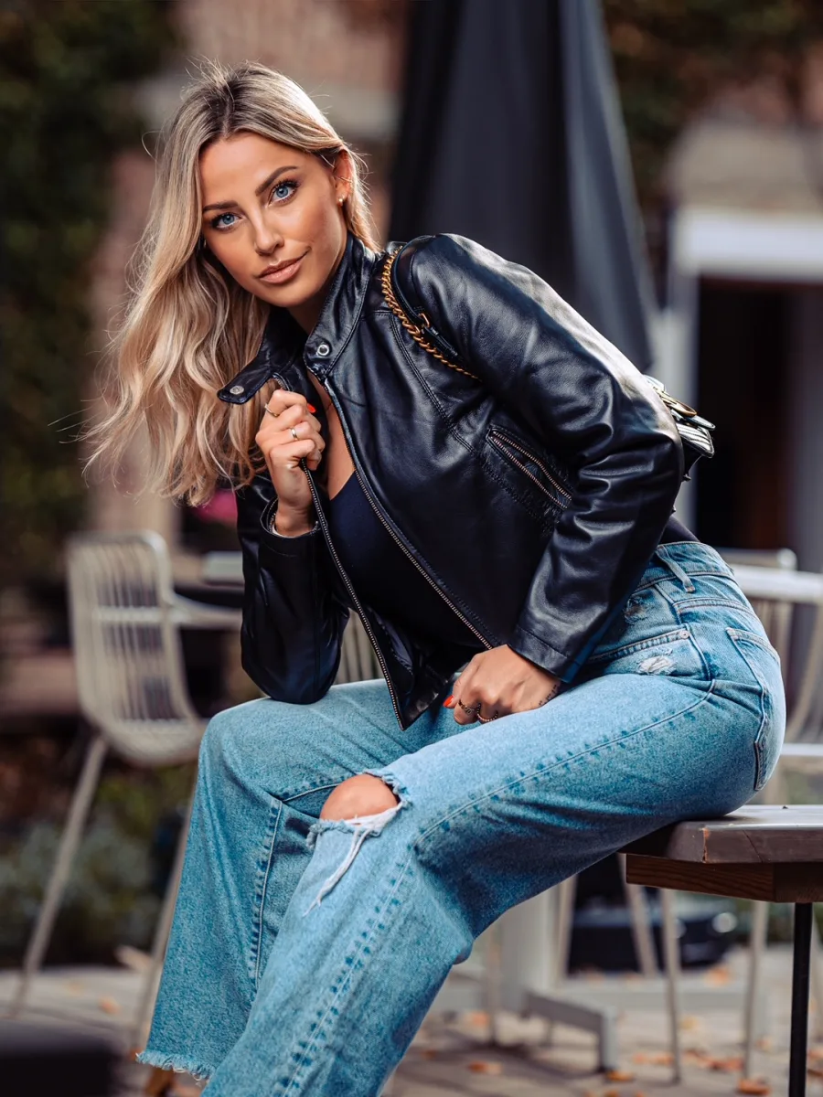Amelie Black – Dámská kožená bunda černá - Obrázek 5