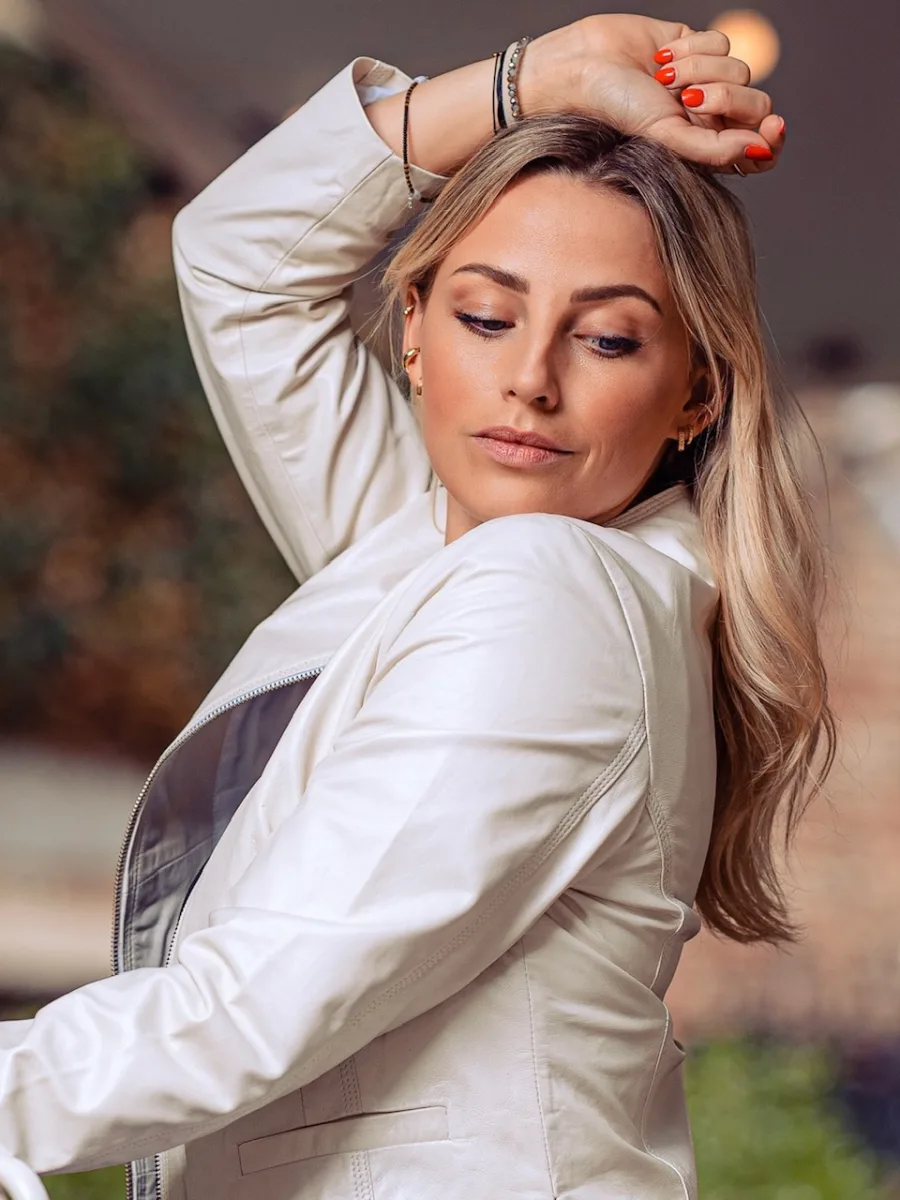 Princess White – Dámská kožená bunda bílá - Obrázek 3