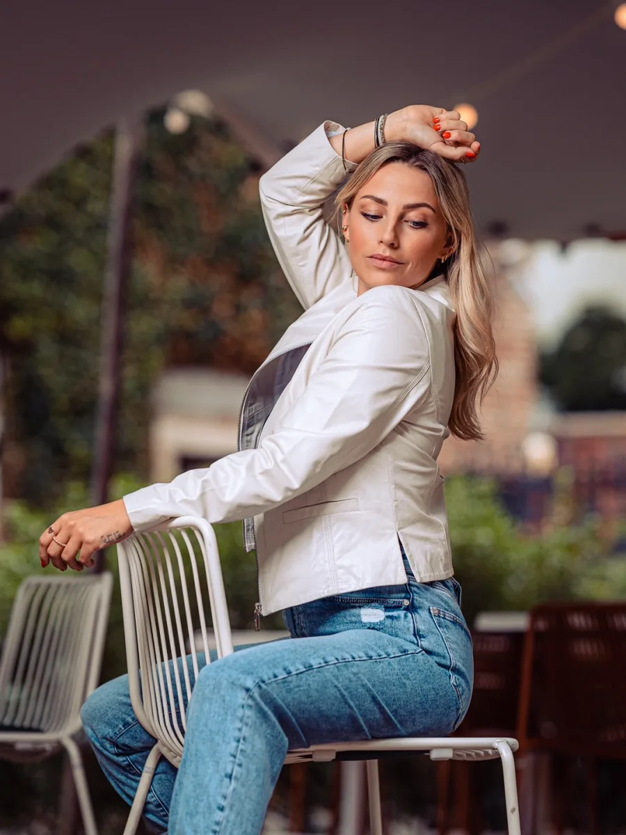 Princess White – Dámská kožená bunda bílá - Obrázek 2