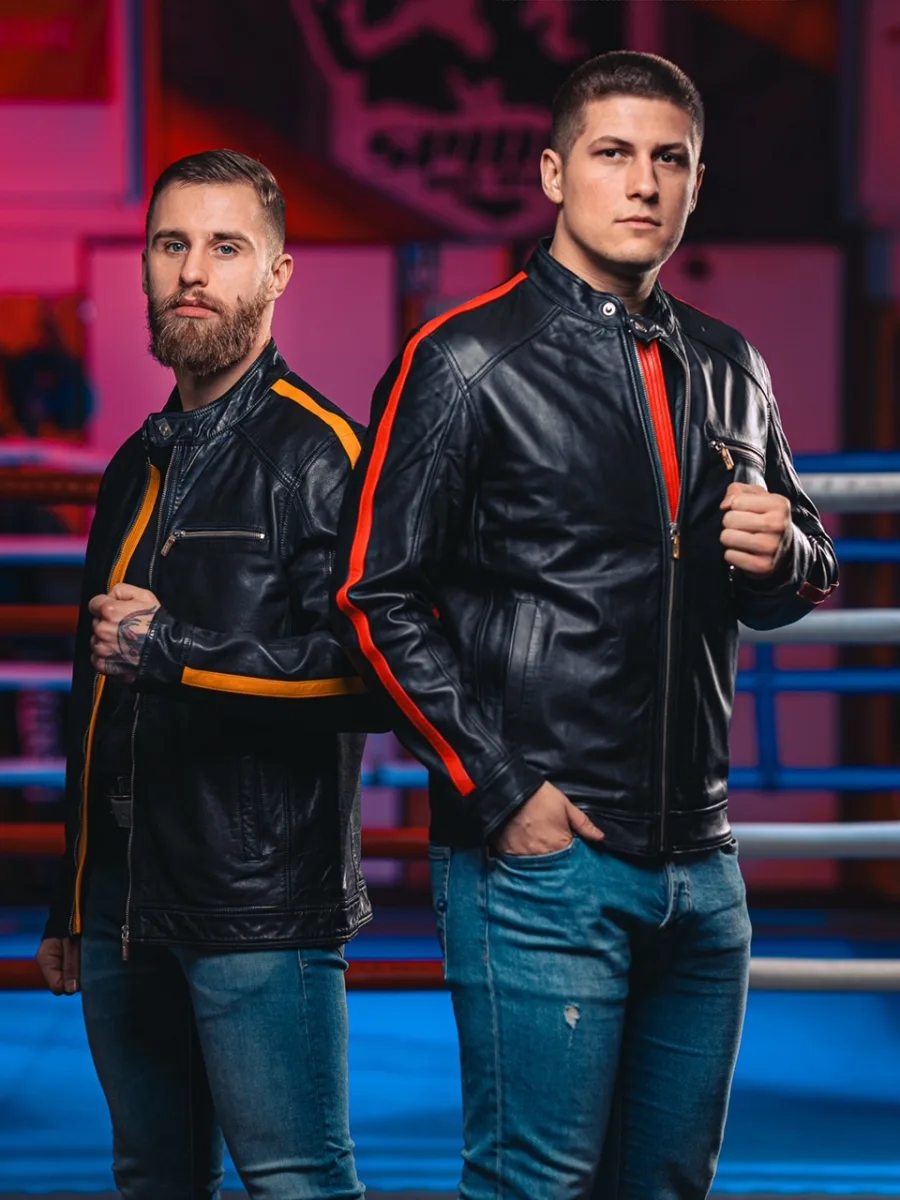 Rocky Yellow Line – Kožená pánská bunda se žlutým pruhem - Obrázek 2