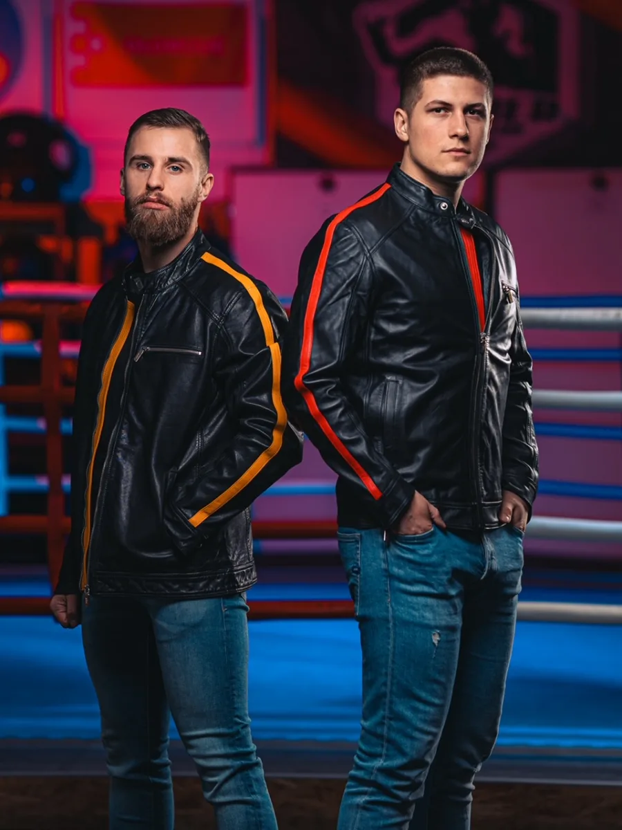 Rocky Red Line – Kožená pánská bunda s červeným pruhem - Obrázek 5