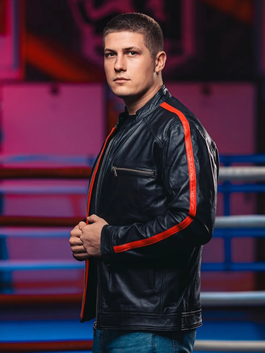 Rocky Red Line – Kožená pánská bunda s červeným pruhem - Obrázek 4