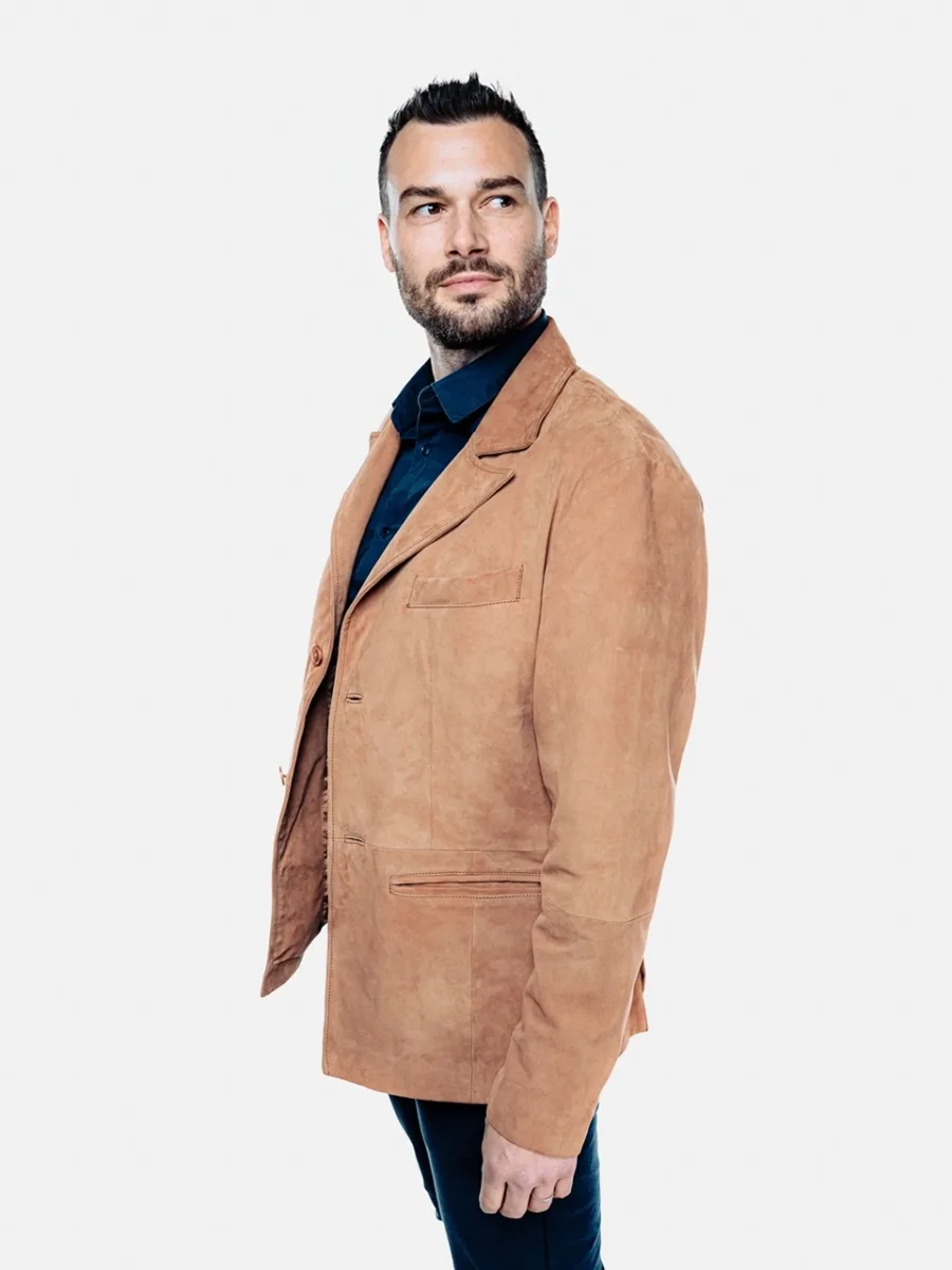 Jean Paul blazer camel suede – Pánské kožené sako semiš béžové - Obrázek 4