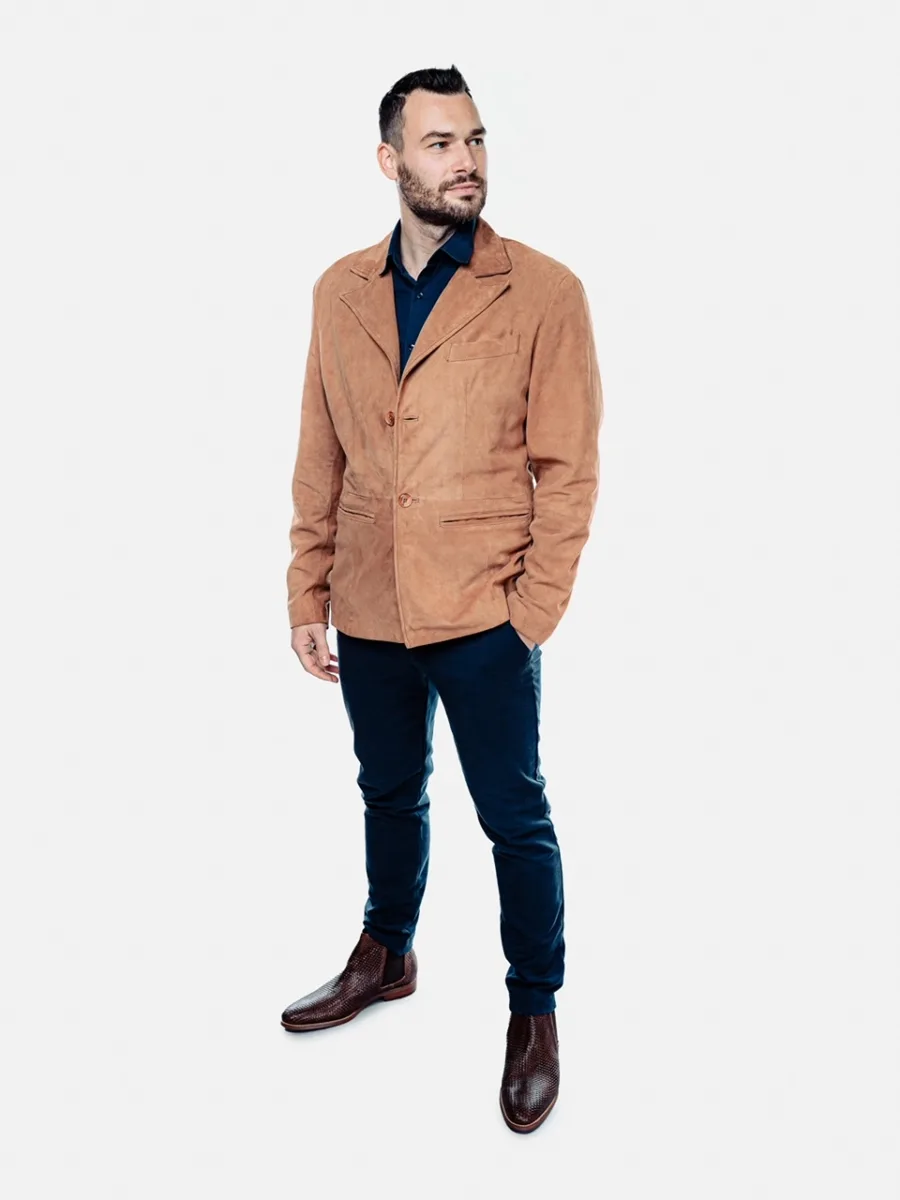 Jean Paul blazer camel suede – Pánské kožené sako semiš béžové - Obrázek 6