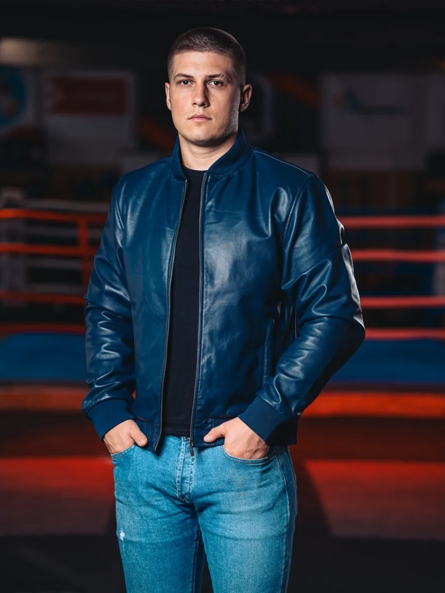 Rocky Bomber 2.0 Navy Blue – Pánský kožený bomber - Obrázek 4