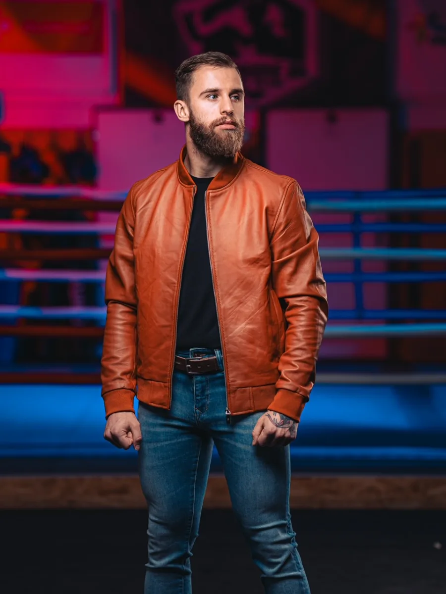 Rocky Bomber cognac 2.0 – Pánský kožený bomber koňakový - Obrázek 7