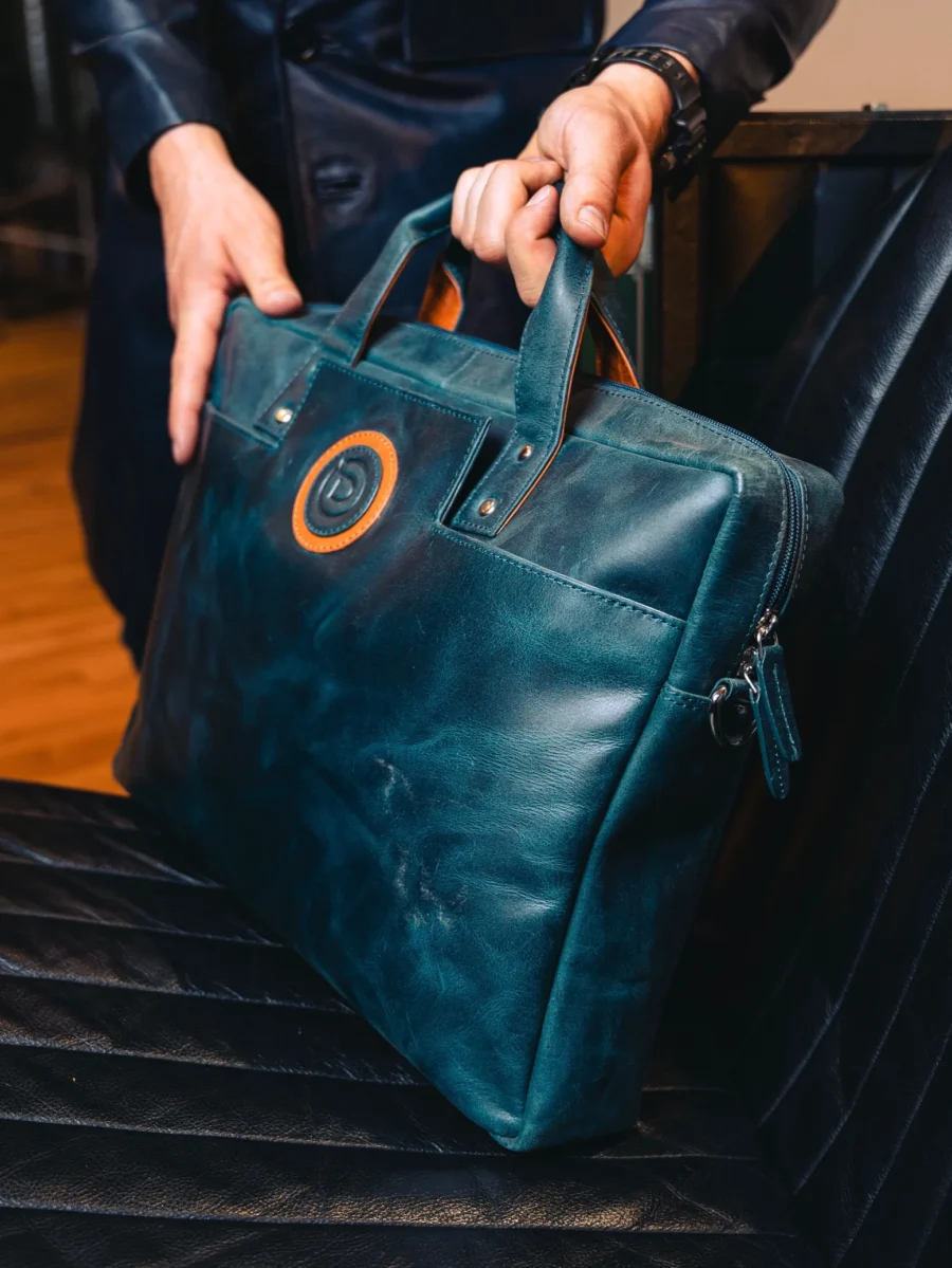 Praga 1918 Maverick Laptop Bag - Pánská kožená business taška modrá - Obrázek 2