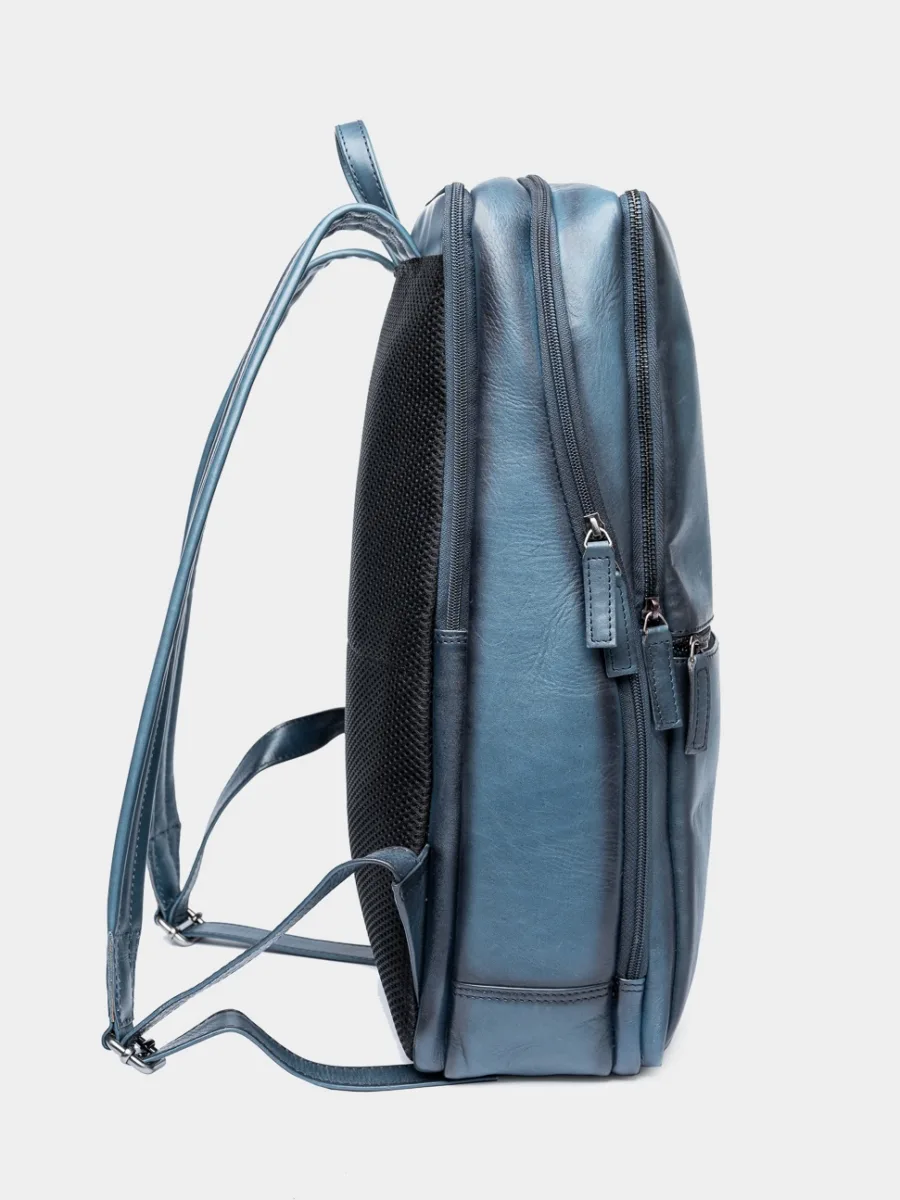 Wallstreet Jacob Backpack Blue - Kožený business batoh modrý - Obrázek 3