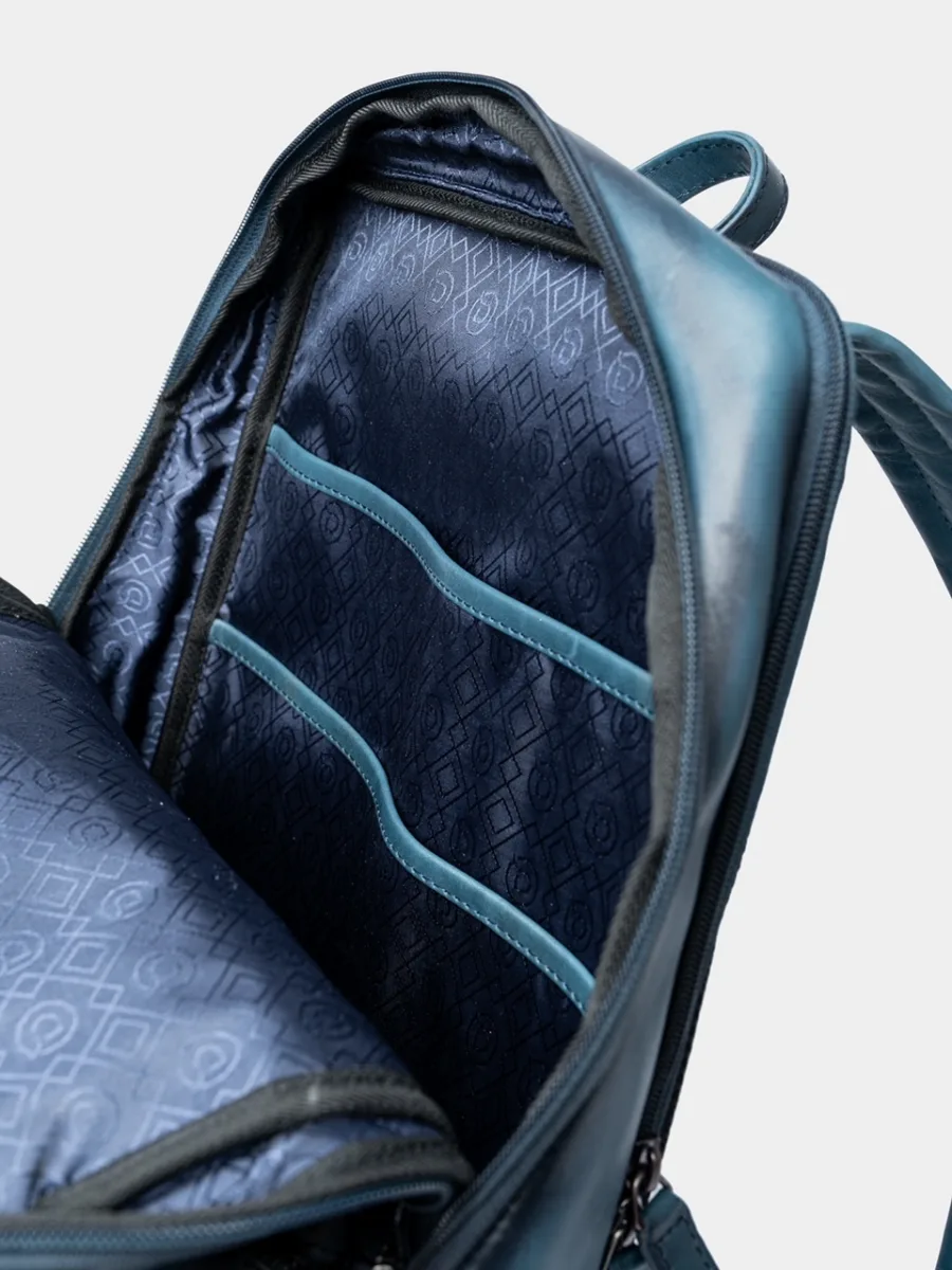 Wallstreet Jacob Backpack Blue - Kožený business batoh modrý - Obrázek 10