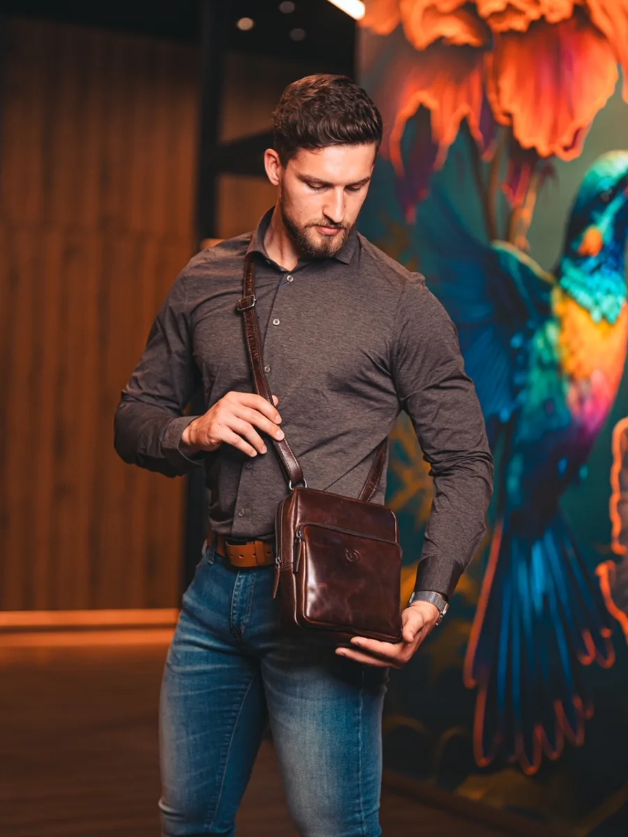 Wallstreet Hardy Crosbody Brown - Kožená taška přes rameno hnědá - Obrázek 2