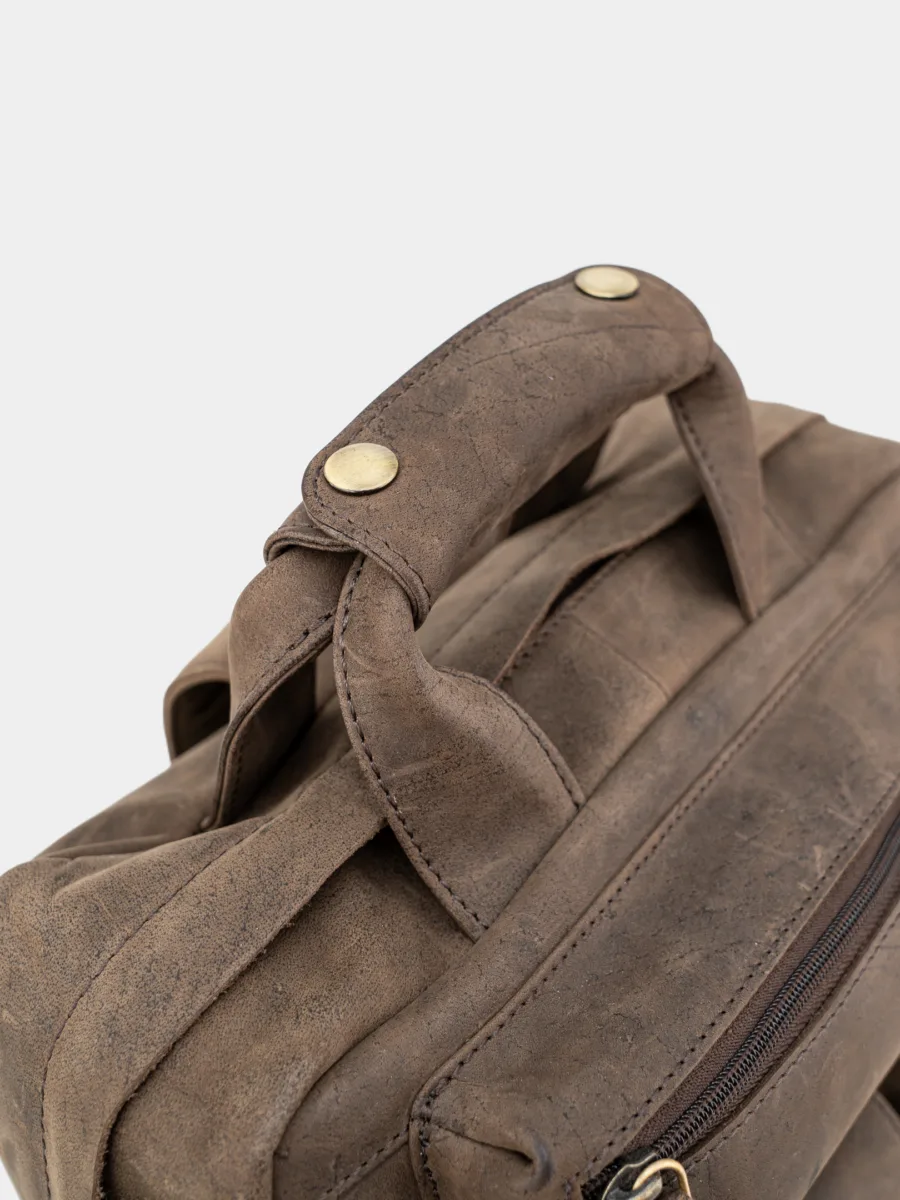 Indiana Jones Backpack - Kožený batoh s kapsami hunter - Obrázek 2