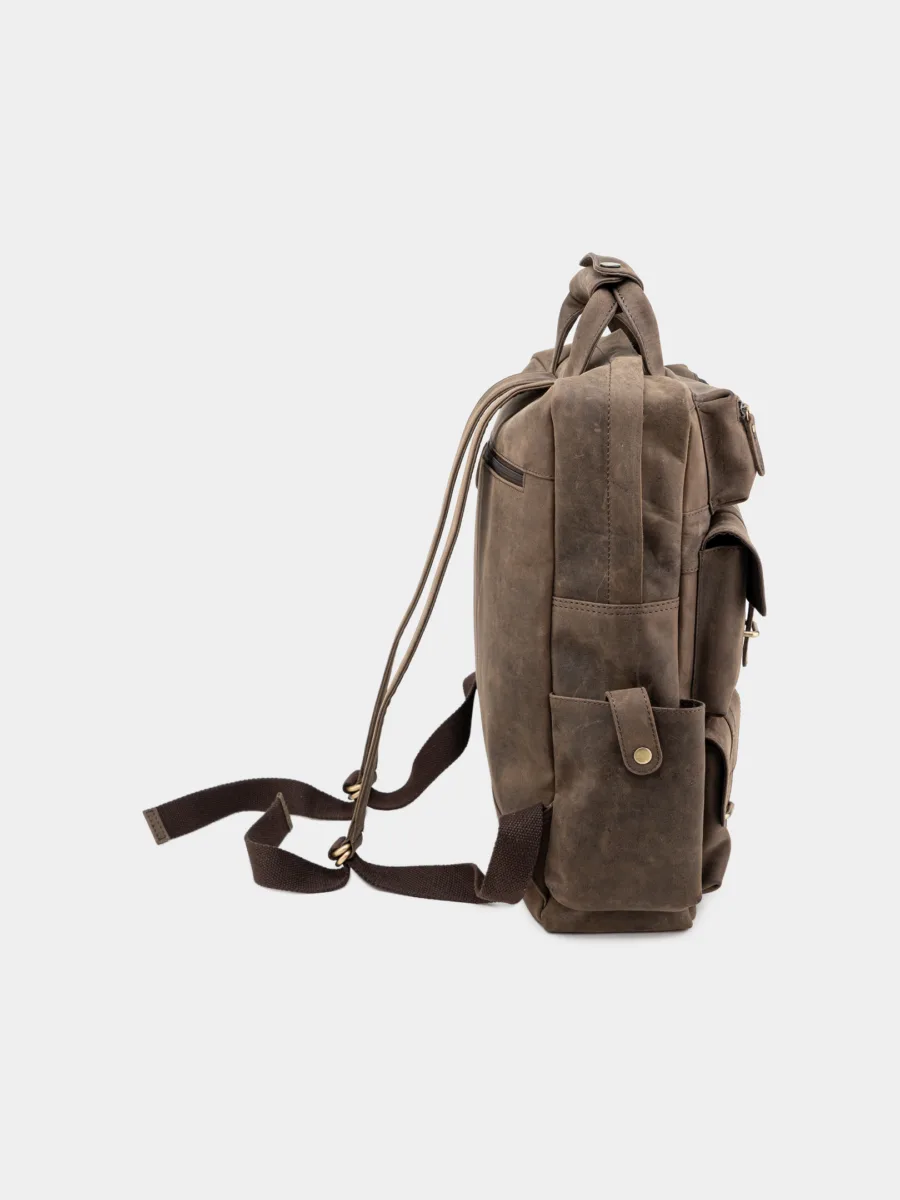 Indiana Jones Backpack - Kožený batoh s kapsami hunter - Obrázek 3