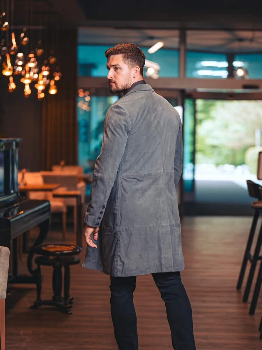 Neo Suede Grey - Kožený semišový kabát - Obrázek 6
