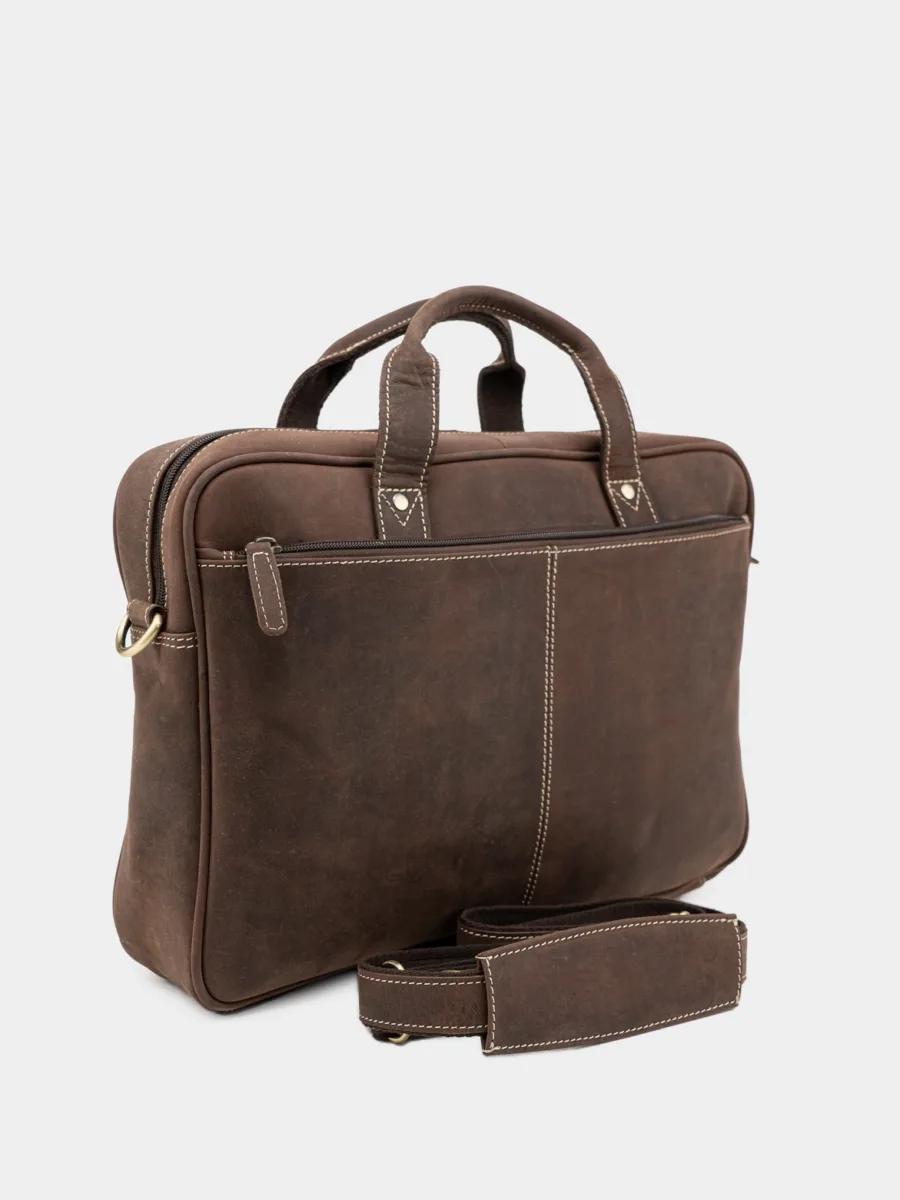 Dundee Laptop Bag Hunter - Kožená taška na notebook broušená kůže - Obrázek 5