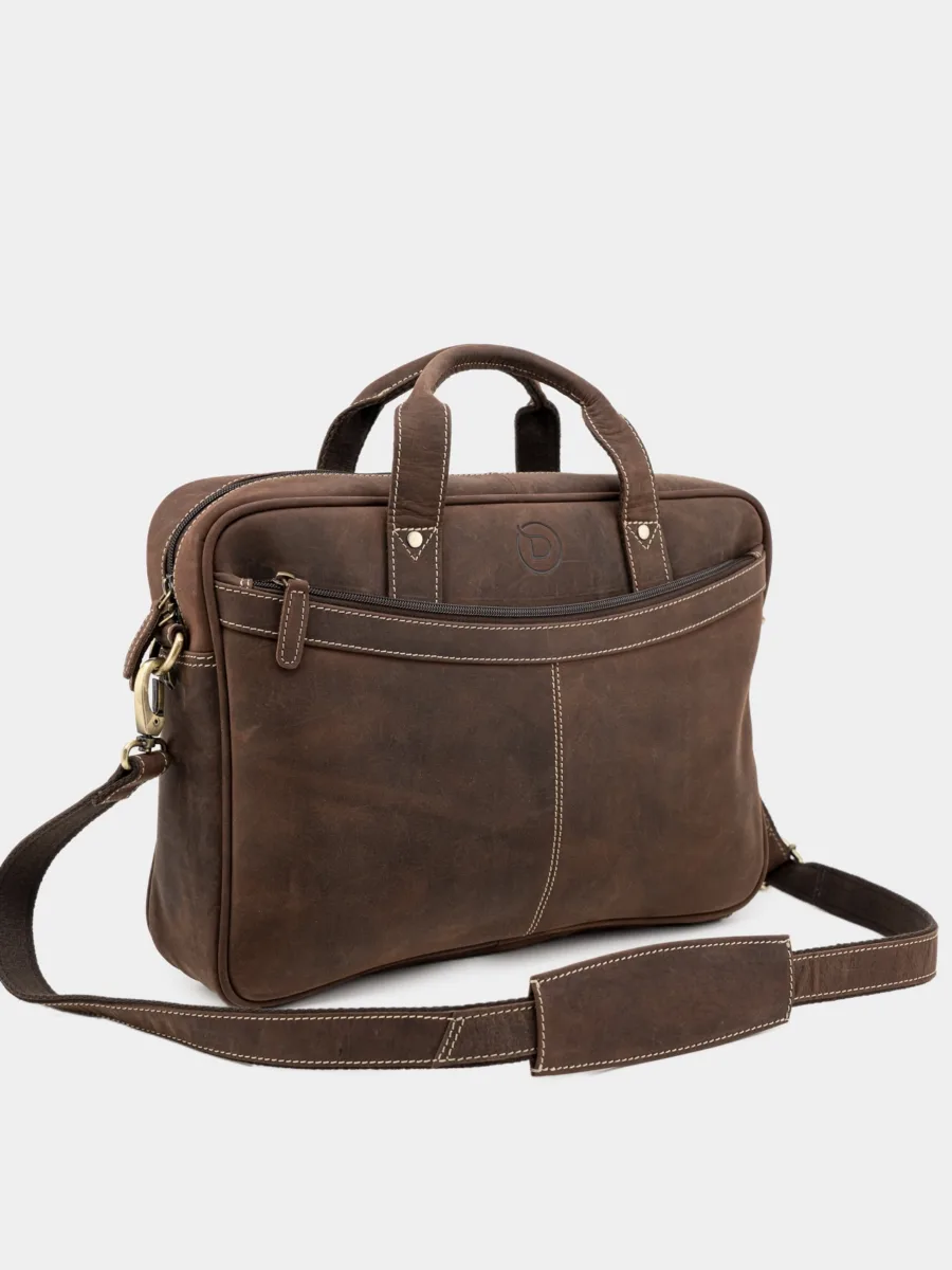 Dundee Laptop Bag Hunter - Kožená taška na notebook broušená kůže - Obrázek 6