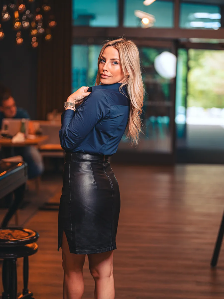 Daphne Black - Dámská kožená sukně černá - Obrázek 2