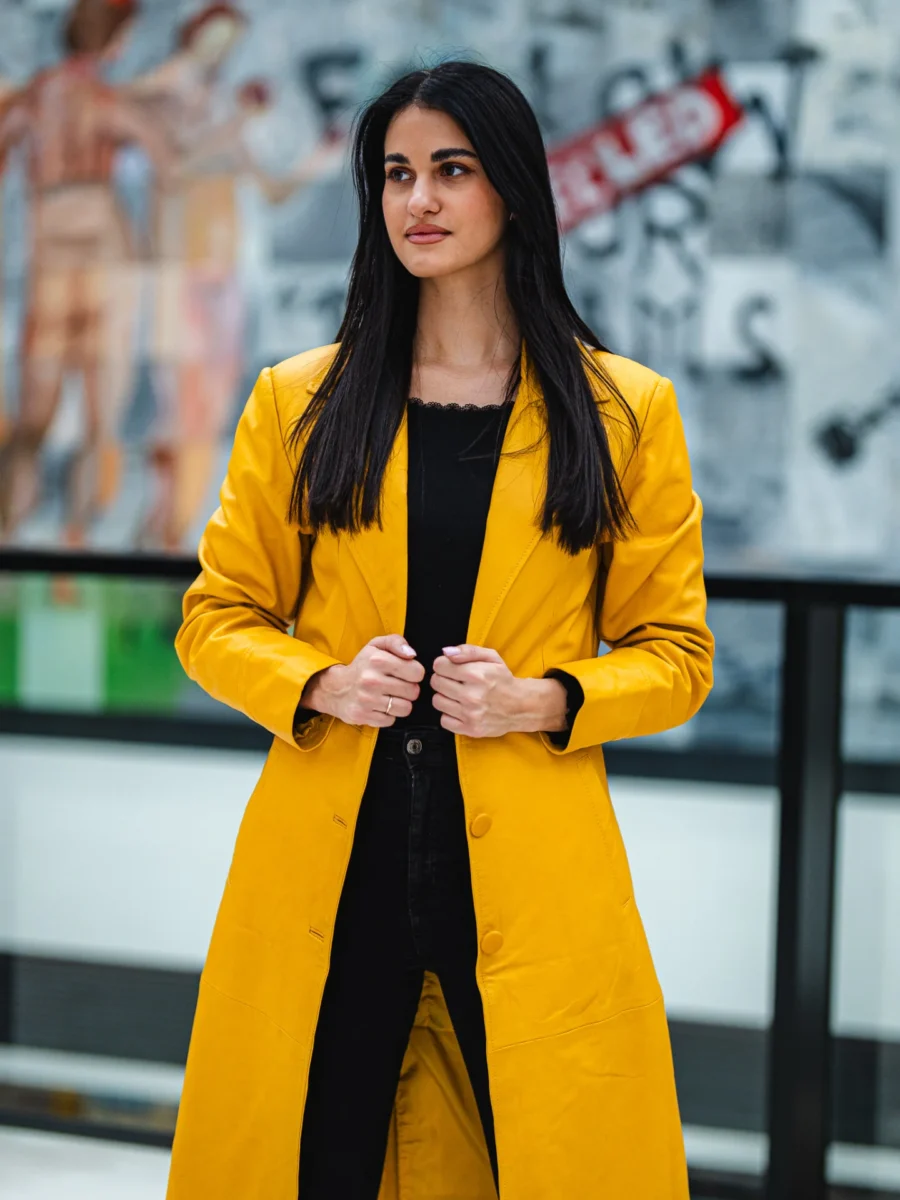 Bohemica Yellow - Kožený kabát s knoflíky - Obrázek 3